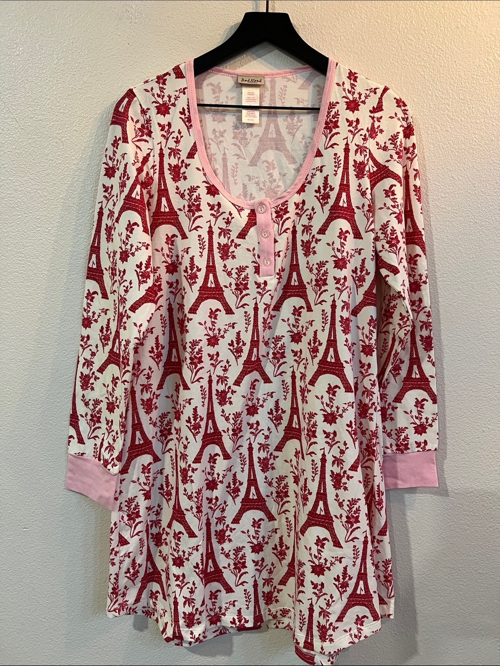 BedHead Cream Chemise with Red Eiffel Tower & Floral Print